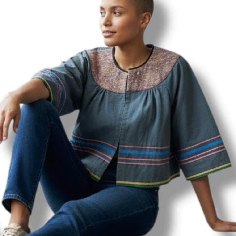 Twelfth Avenue by Cynthia Vincent Anthropologie Ethnic Boho Cropped Jacket sz M